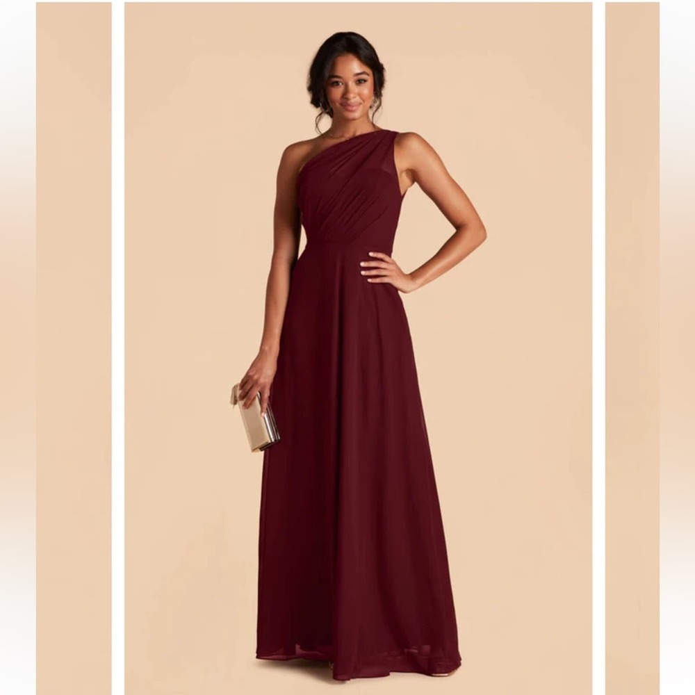 Birdy Grey Kira Chiffon One Shoulder Bridesmaid Dress Cabernet Large